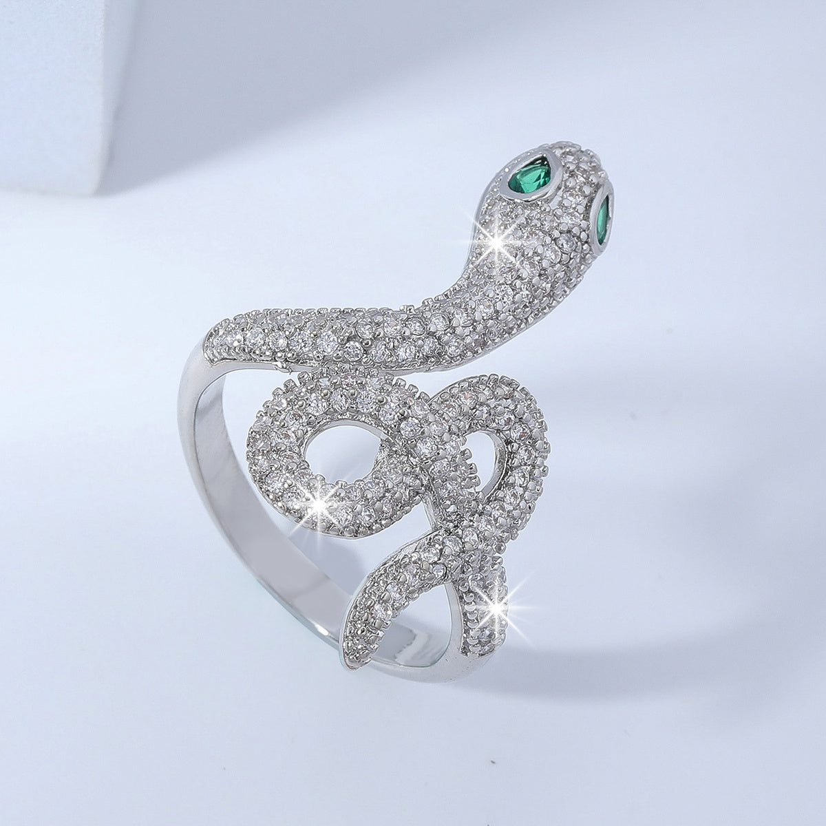 Stainless Steel Cubic Zirconia Snake Ring For Women