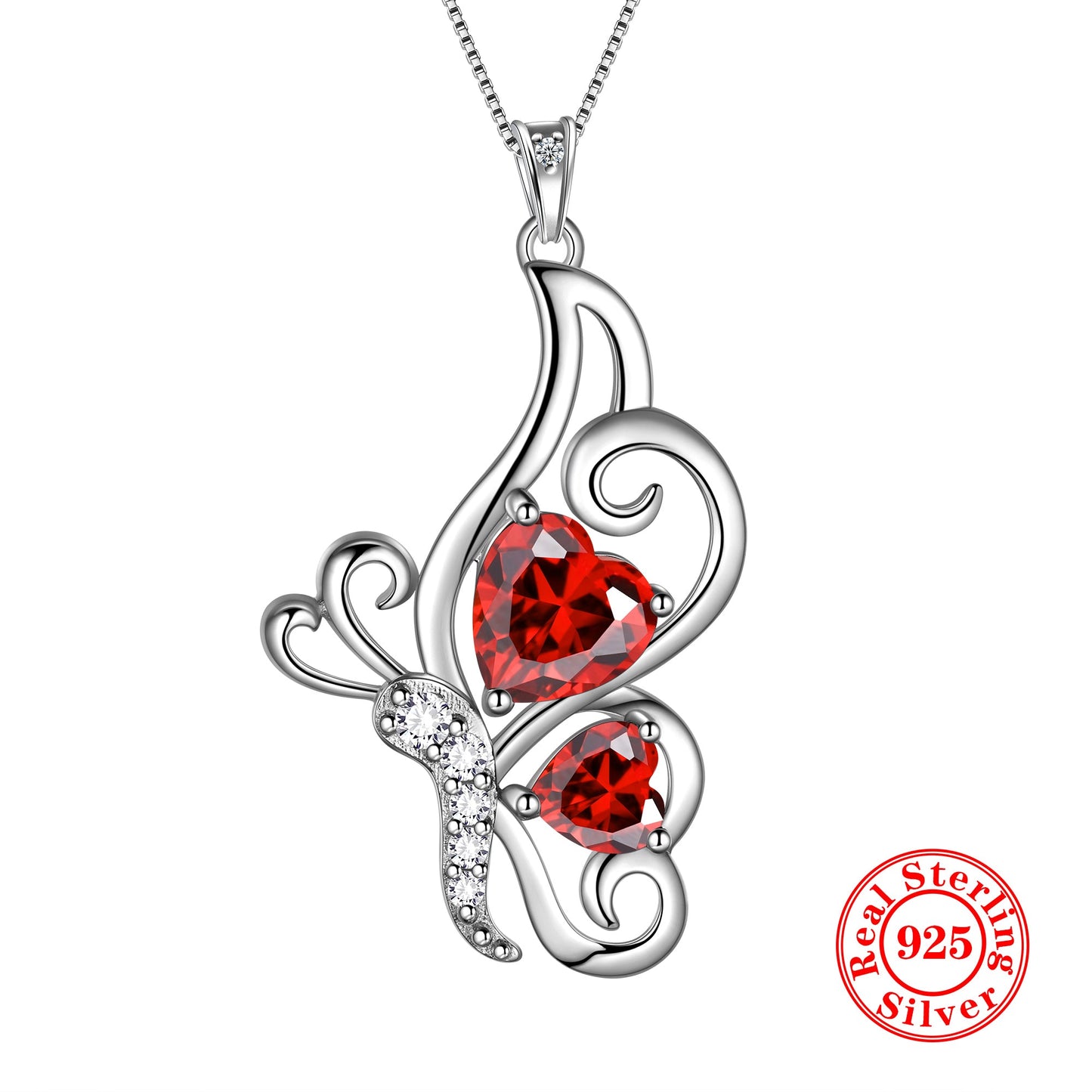 Stainless Steel Butterfly Heart Necklace Women