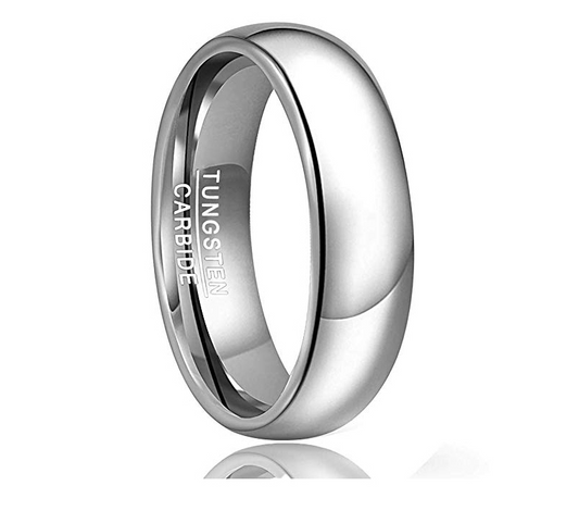 6MM Classic Silver Tungsten Ring Men