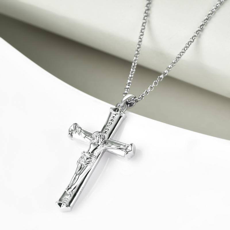 Jesus Cross Necklace Cross Pendant Stainless Steel Gift For Boys Girls Women Men