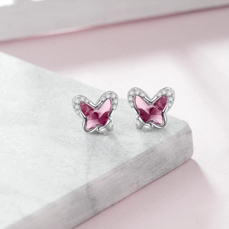 Stainless Steel Butterfly Stud Earrings Hypoallergenic Earring Fine Jewelry Gift For Women Girls