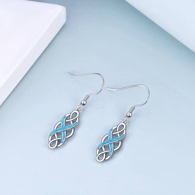 Celtics Earrings Stainless Steel Religious Blue Opal Irish Knot Dangle Earrings Jewelry