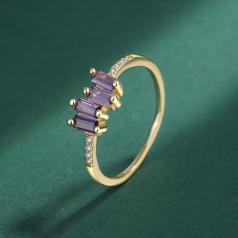 Baguette Amethyst Ring For Women