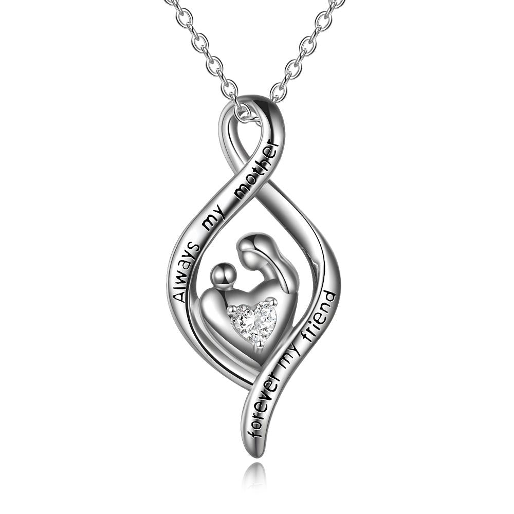 Stainless Steel Mother And Child Necklace Always My Mother Forever My Friend Love Heart Pendant Necklace Jewelry