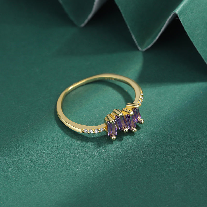 Baguette Amethyst Ring For Women