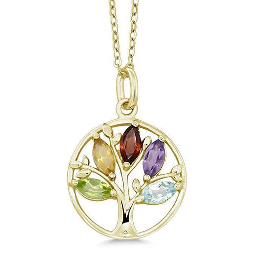 Motherly Rainbow Tree Of Life Necklace In Gold Plated BOGO