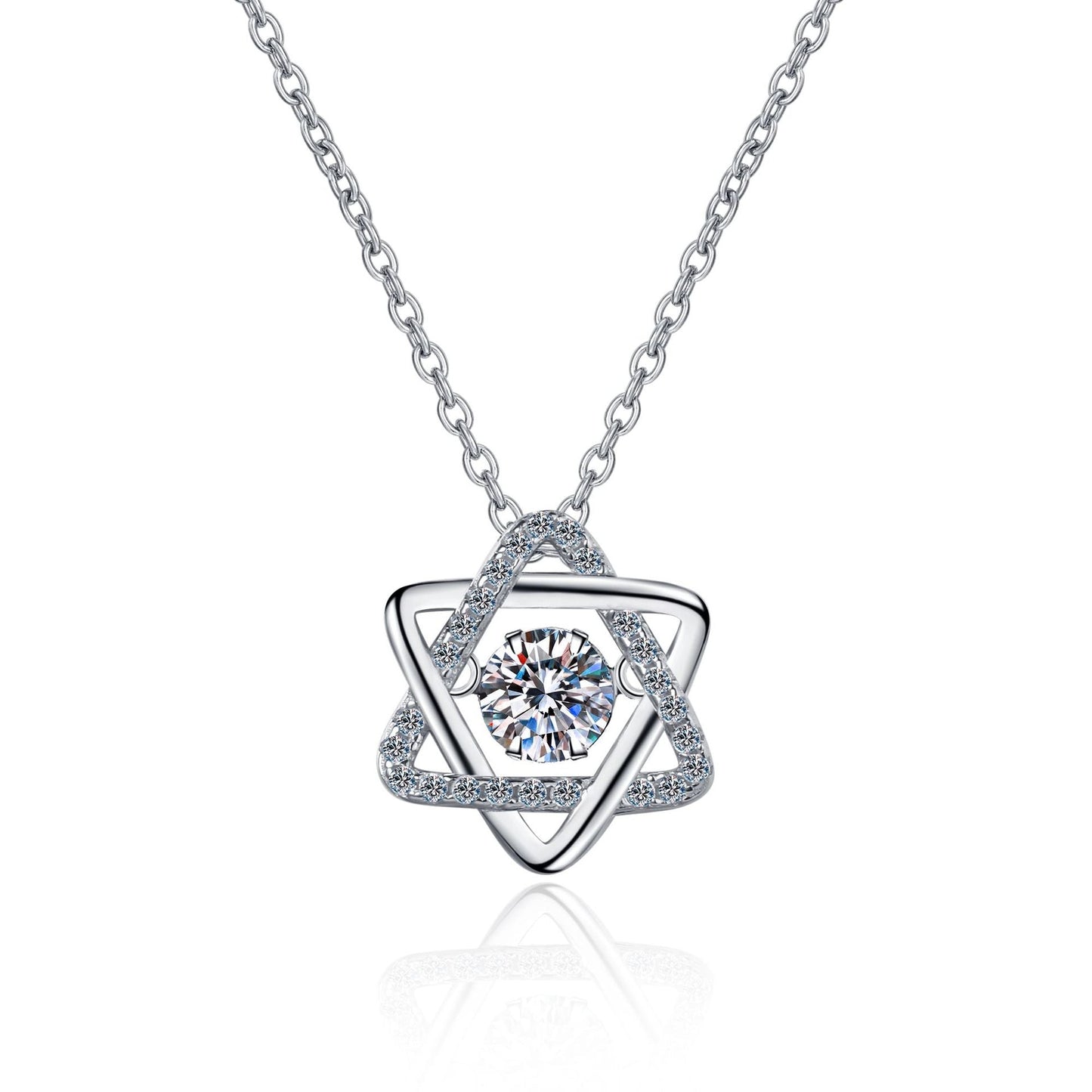 0.3ct Moissanite Stainless Steel Hexagram Gold Plated Necklace For Women