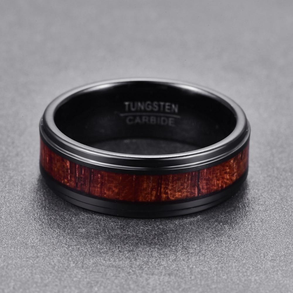 8MM Koa Inlay Black Tungsten Ring