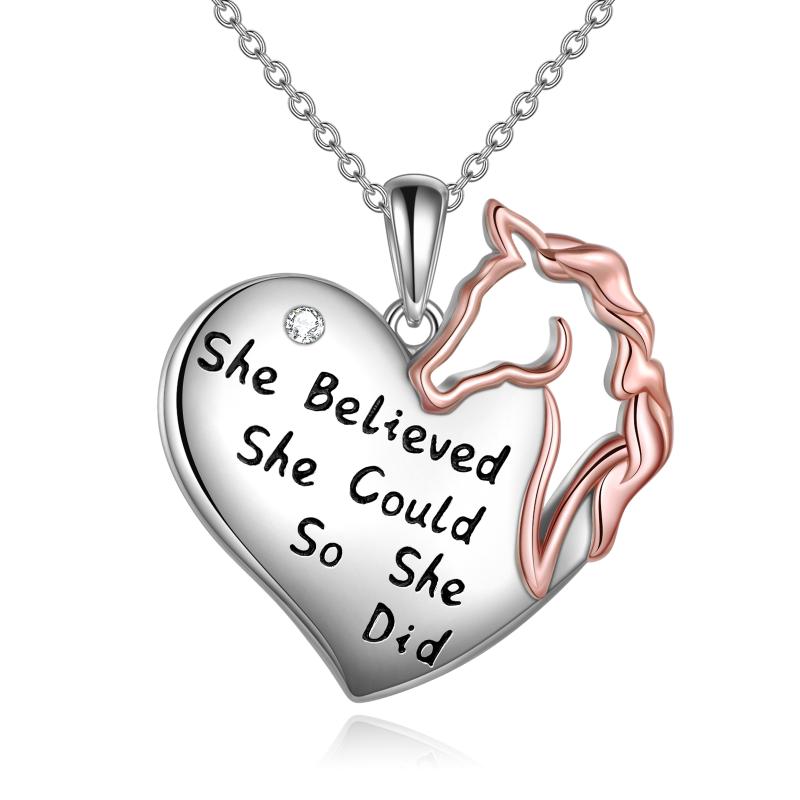 Stainless Steel Horse Pendant Necklace She Believed She Could So She Did Inspirational Gift