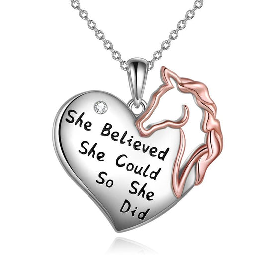 Stainless Steel Horse Pendant Necklace She Believed She Could So She Did Inspirational Gift