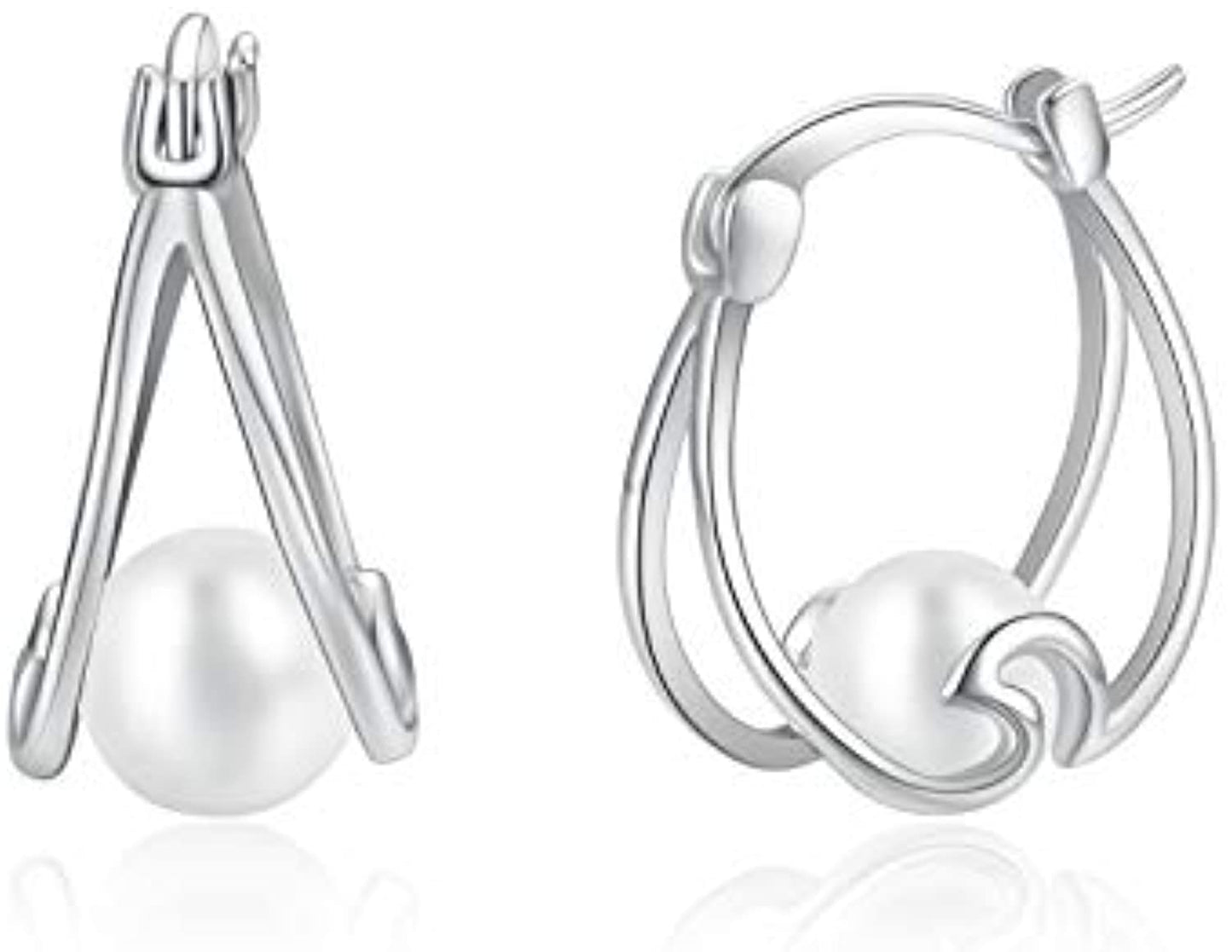 Stainless Steel Pearl Hoop Earrings Small Hoop Earrings For Women