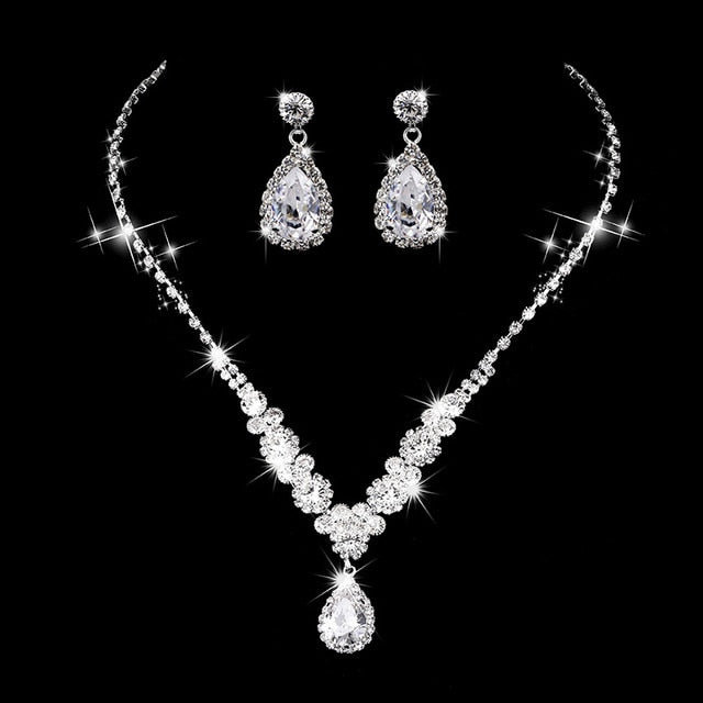 Silver Plated Necklace And Earrings Set