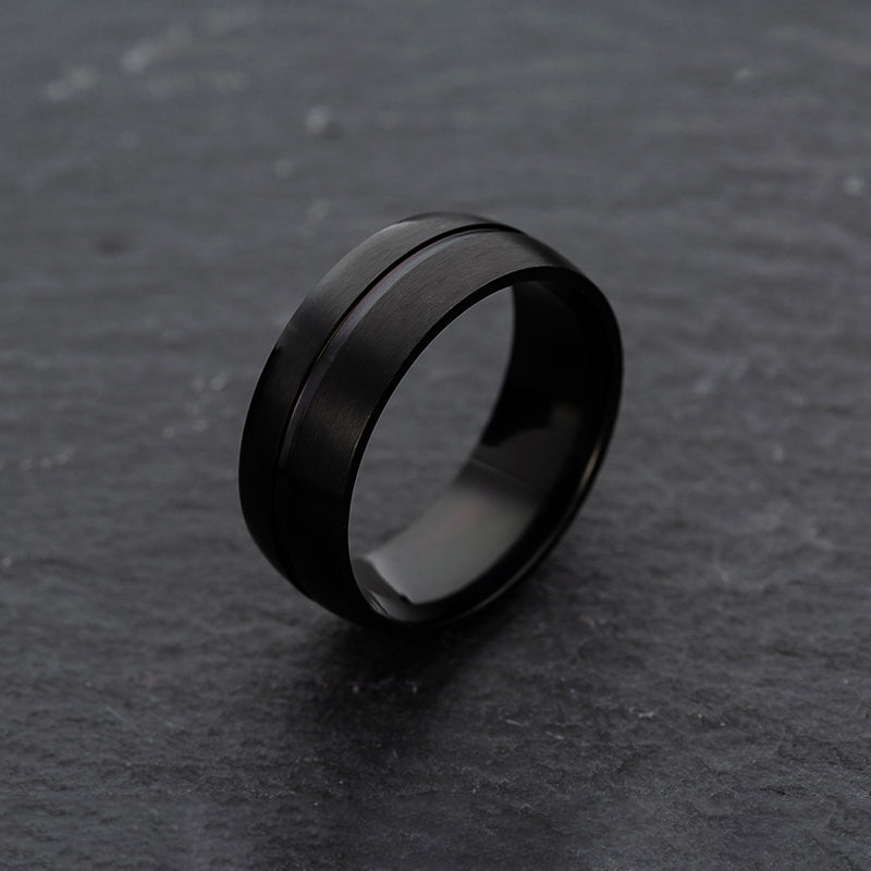 Men's Black Stainless Steel Simple Ring