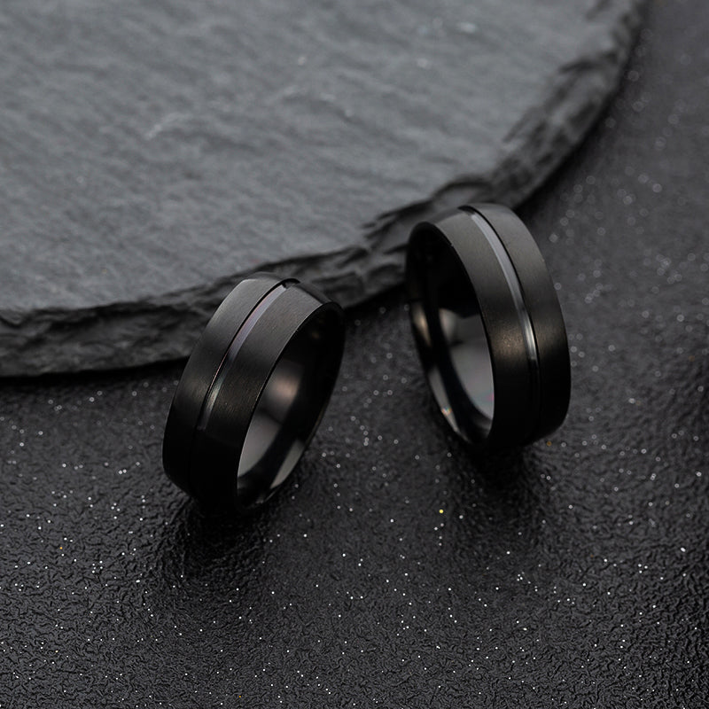 Men's Black Stainless Steel Simple Ring