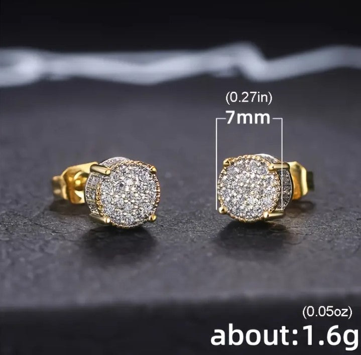 Women's Round Stud Earrings Cubic Zirconia