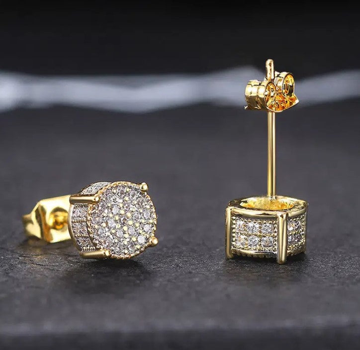 Women's Round Stud Earrings Cubic Zirconia