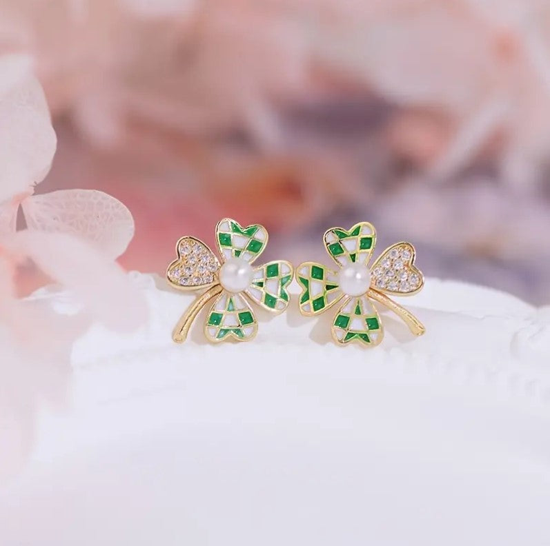 Lucky Four Leaf Clover St. Patrick's Day Earrings For Women