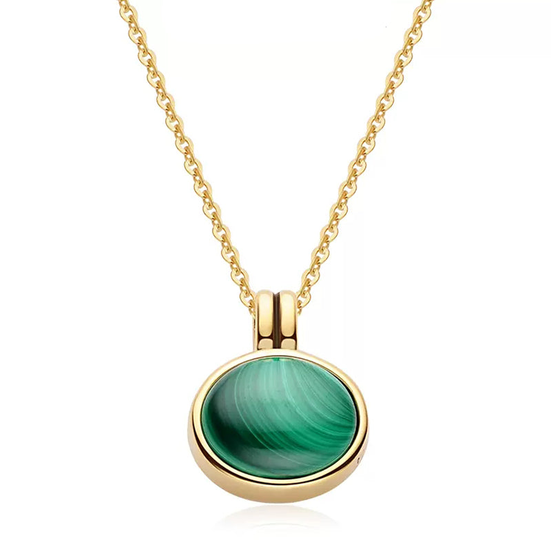 Natural Malachite Pendant Chain Necklace