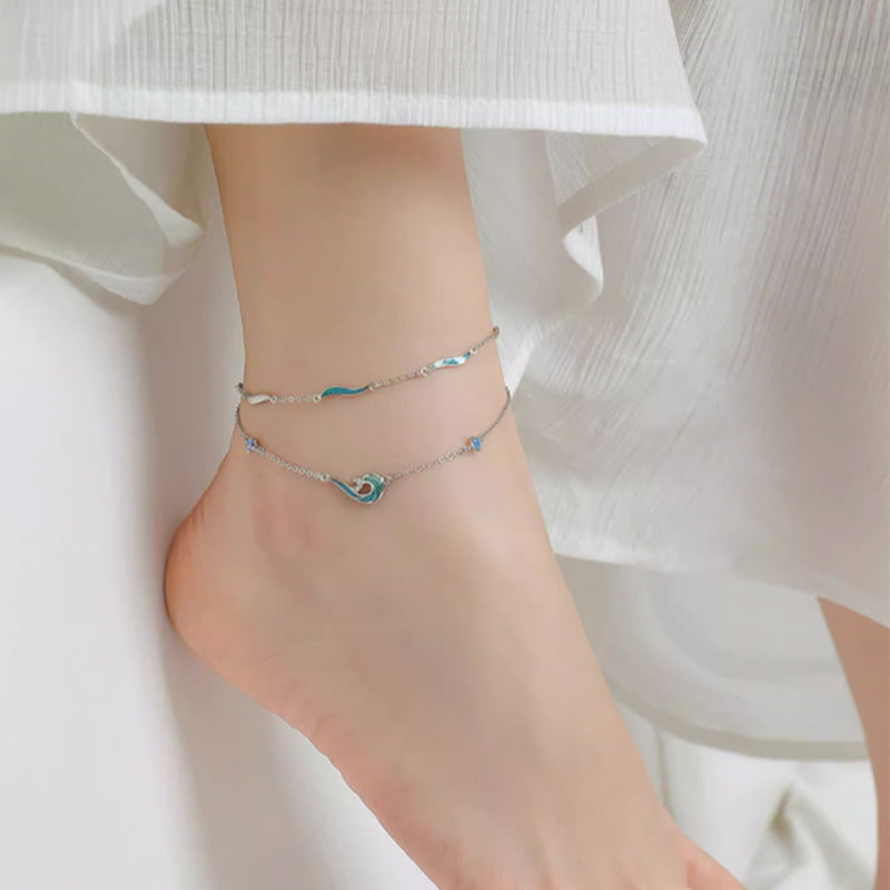 Double Layer Wave Lines Anklet Bracelet