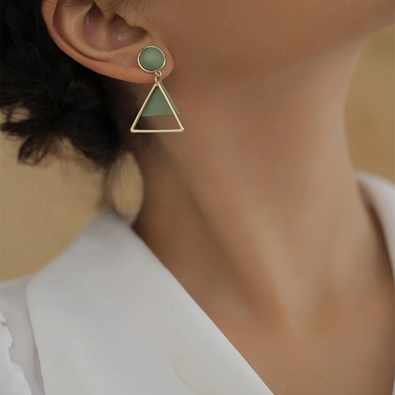 Spring and Summer Geometric Green Earrings