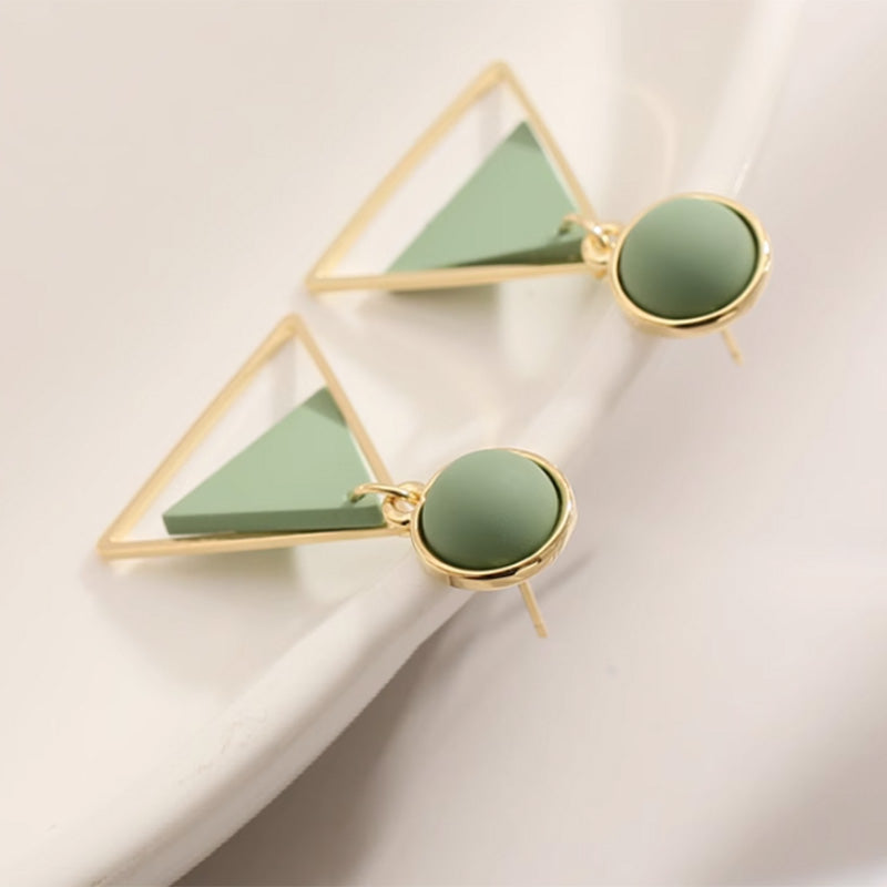 Spring and Summer Geometric Green Earrings