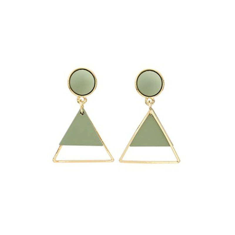 Spring and Summer Geometric Green Earrings