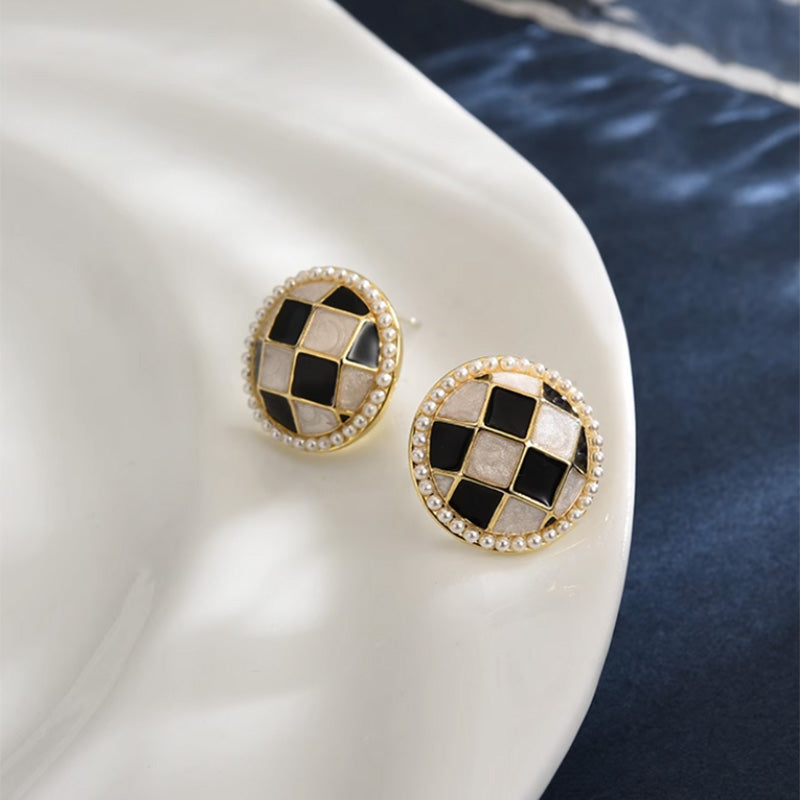 Vintage Checkerboard Earrings