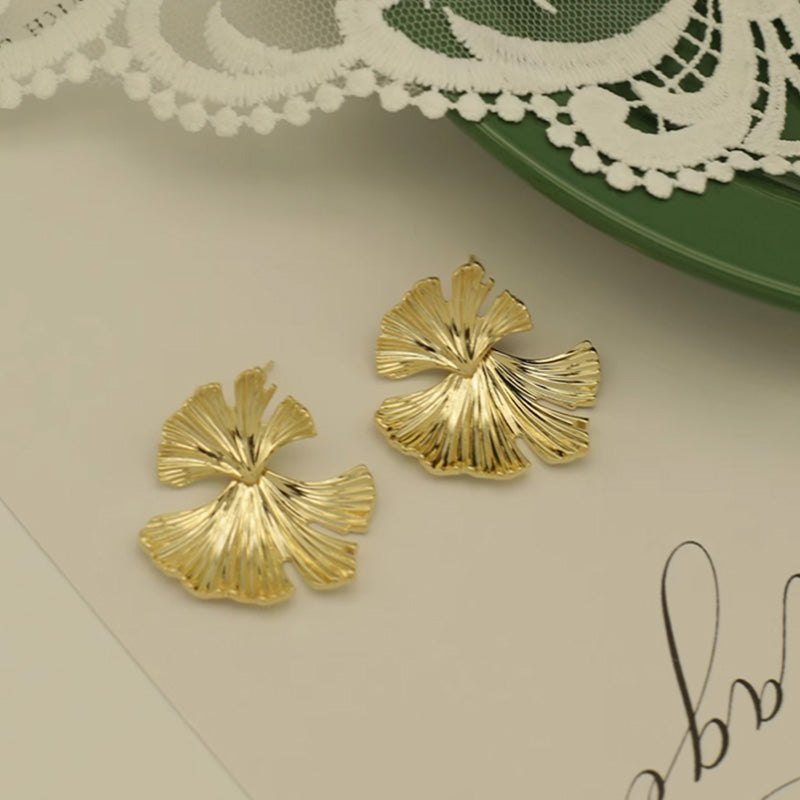 Metal Ginkgo Leaf Earrings